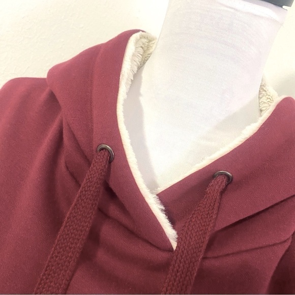 No boundaries Unisex Sherpa Hoodie Size XL (19) Burgundy Super Warm - Picture 2 of 9